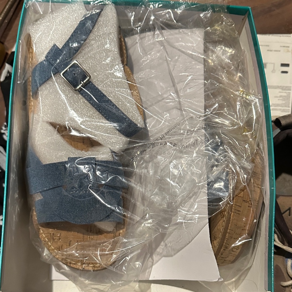 Blue Cork Sandals y.not? 9.5 wedge sandals New.